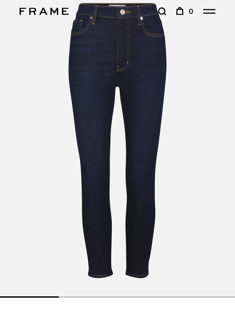 Frame Denim Skinny Jeans in Dark Indigo with Contrast Stitching